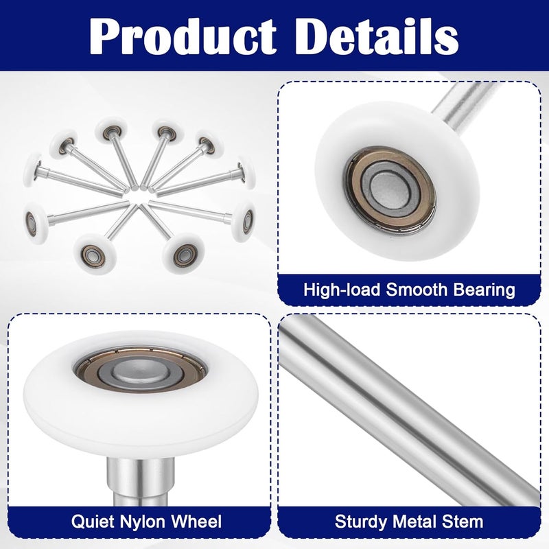 AojSup 10 Pcs 1.8 inch Garage Door Rollers with 4.7 inch Stem, Quiet Garage Door Wheel Replaceable, Nylon Garages Roller Replacement for Garages, Barns, Warehouses - Image 3